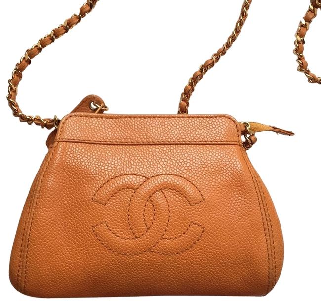 Chanel Mini Orange Caviar Cross Body Bag 