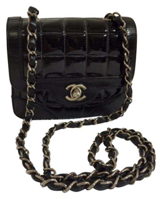 Chanel Mini Patent Black Leather Cross Body Bag 