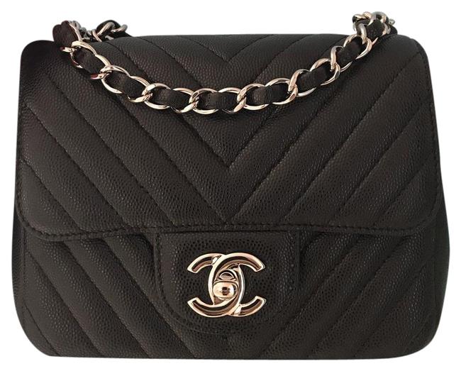 Chanel Mini Square Chevron Caviar Cross Body Bag 
