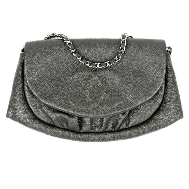 Chanel Shoulder Moon Wallet On A Chain Cc Flap Grey Leather Cross Body Bag 