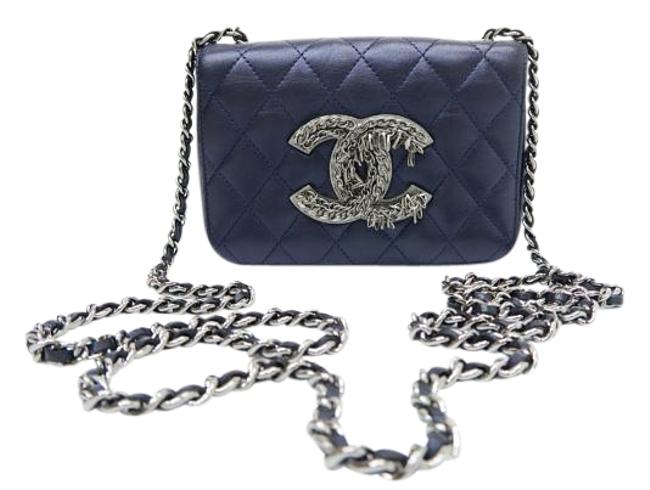 Chanel Navy Blue Leather Cross Body Bag 