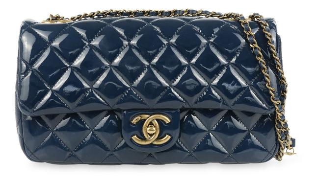 Chanel Navy Classic Single Flap Blue Patent Leather Cross Body Bag 