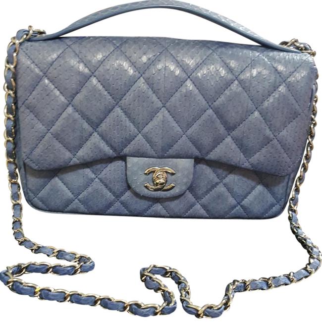 Chanel Navy Snakeskin Leather Cross Body Bag 
