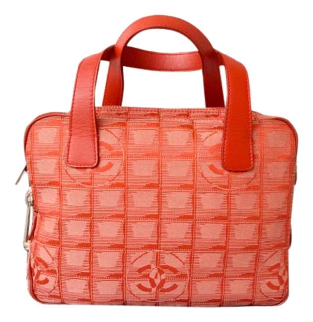 Chanel Nylon Logo Satchel Red Cross Body Bag 