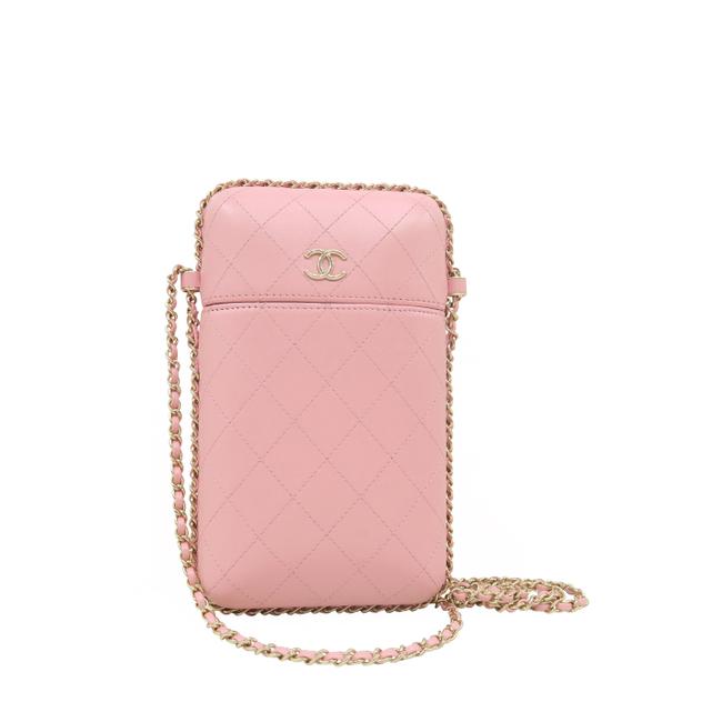 Chanel O phone Holder Pink Leather Cross Body Bag 