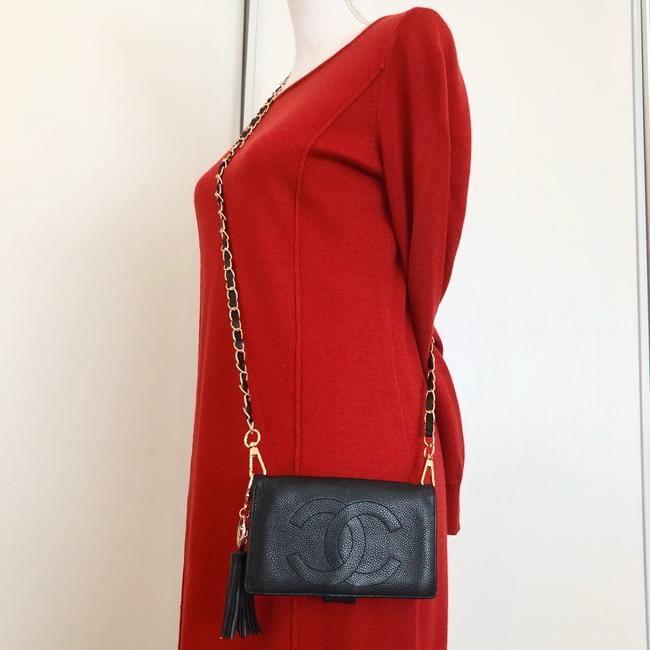 Chanel on Chain Wallet Black Leather Cross Body Bag 