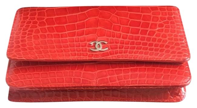 Chanel Orange Crocodile Skin Leather Cross Body Bag 