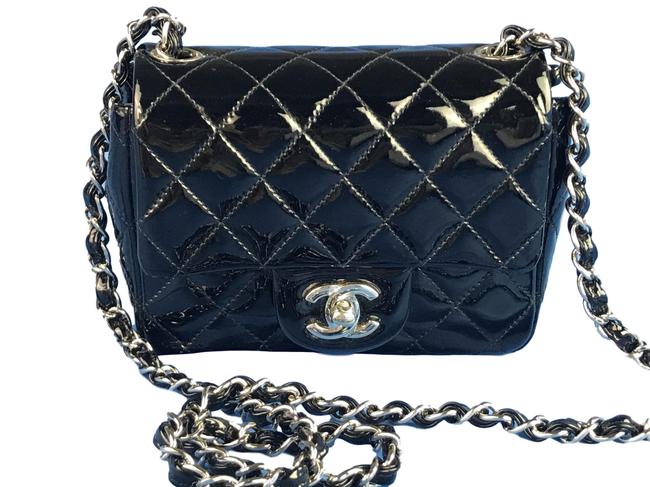 Chanel Patent Classic Black Leather Cross Body Bag 