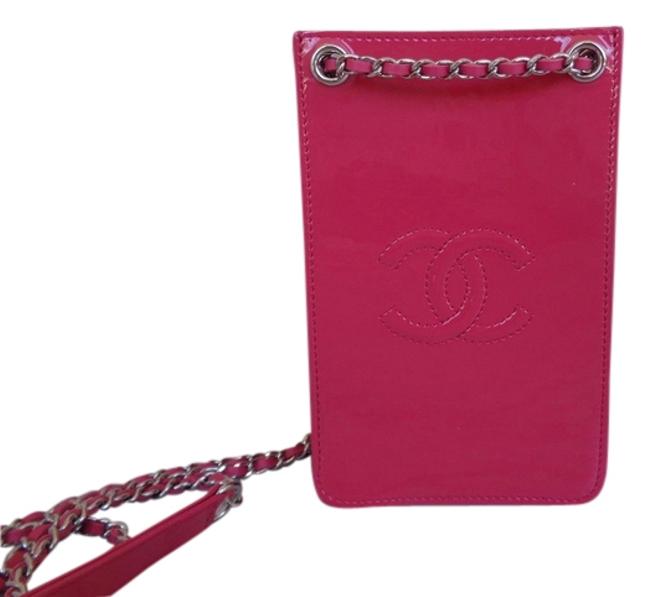 Chanel Patent Phone Cell Case Pink Leather Cross Body Bag 
