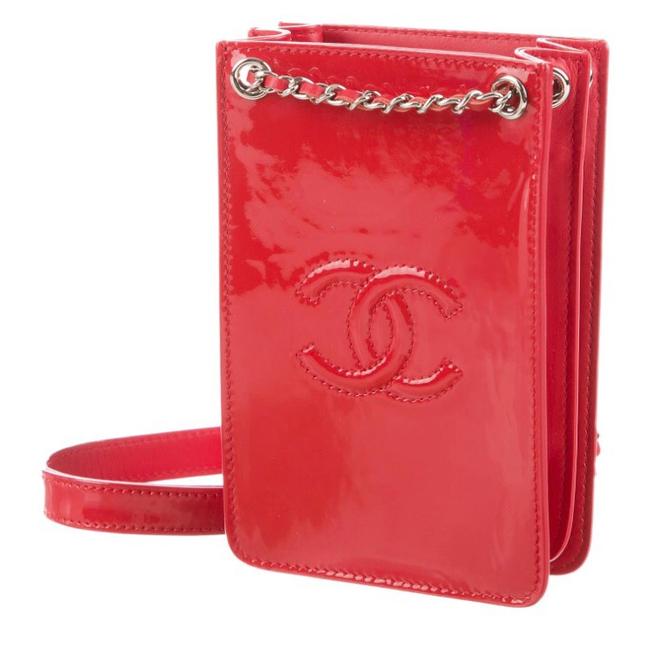 Chanel Phone Case Red Patent Leather Cross Body Bag 