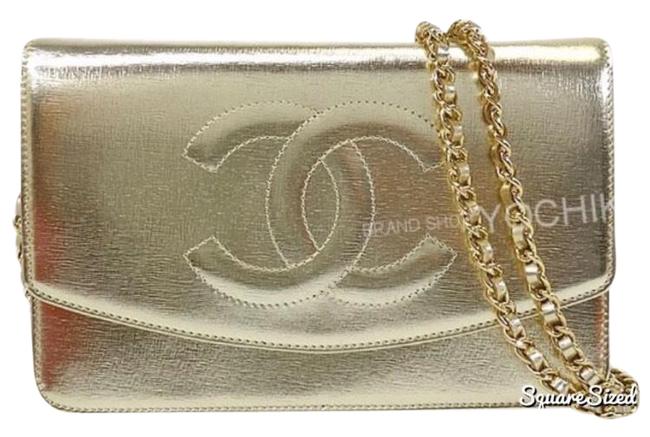 Chanel Purse Light Gold Leather Cross Body Bag 