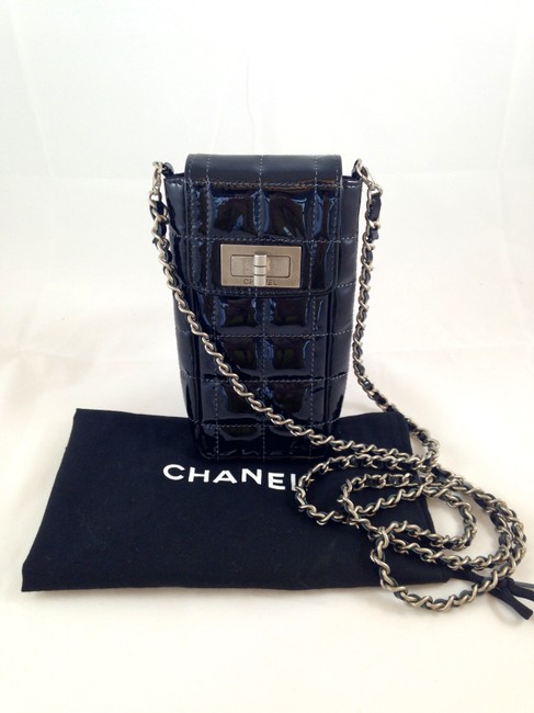 Chanel Quilted Black Patent Leather Cross Body Bag 