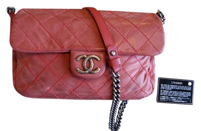 Chanel Quilted Cc Logo Terracotta Lamb Skin Cross Body Bag 