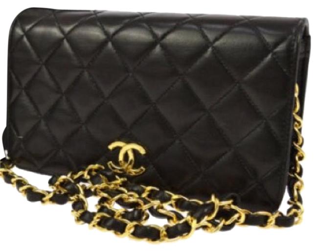 Chanel Shoulder Quilted Cc Single Chain Black Leather Cross Body Bag 