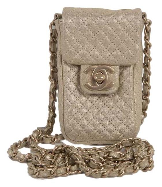Chanel Quilted Chain Strap Metallic Gold Leather Cross Body Bag 