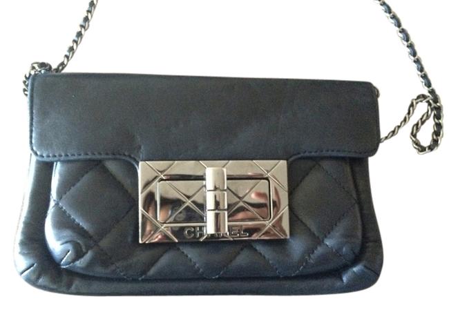 Chanel Quilted Metal Purse Black Leather Cross Body Bag 