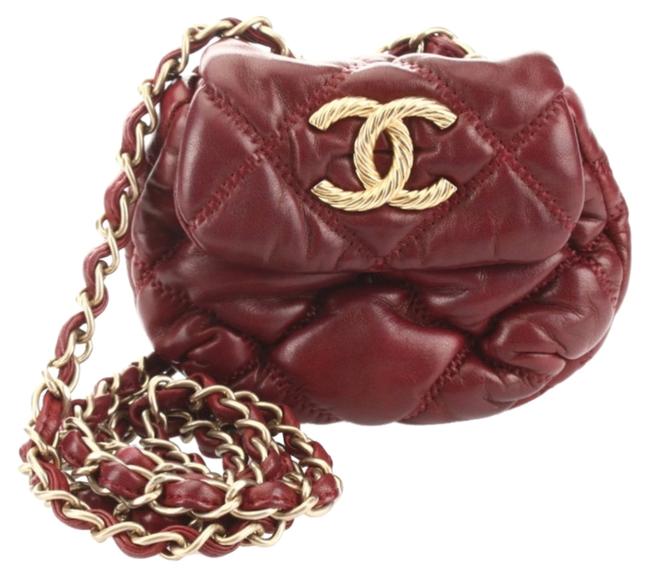 Chanel Quilted Mini Burgundy Leather Cross Body Bag 