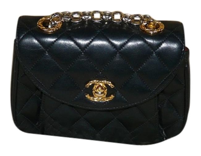 Chanel Shoulder Quilted Mini Black Lambskin Leather Cross Body Bag 
