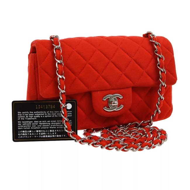 Chanel Quilted Red Cotton Blend Cross Body Bag 