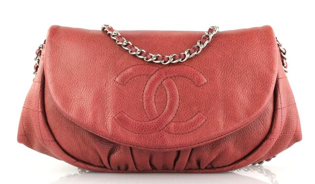 Chanel Quilted Single Flap Red Leather Cross Body Bag 