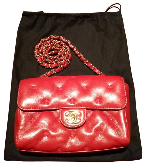 Chanel Rare Red Lambskin Cross Body Bag 
