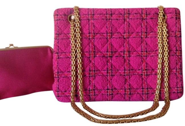 Chanel Rare Vintage Pink Tweed Cross Body Bag 