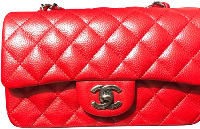 Chanel Rect Mini Red Caviar Cross Body Bag 