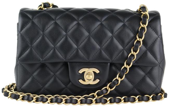 Chanel Rectangular Mini Black Lambskin Cross Body Bag 