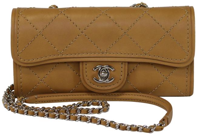 Chanel Rectangular Small Camel Calfskin Cross Body Bag 