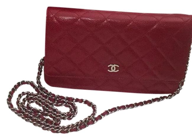 Chanel Red Caviar Leather Cross Body Bag 