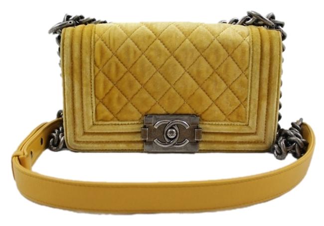 Chanel Reservedforj Yellow Velvet Cross Body Bag 