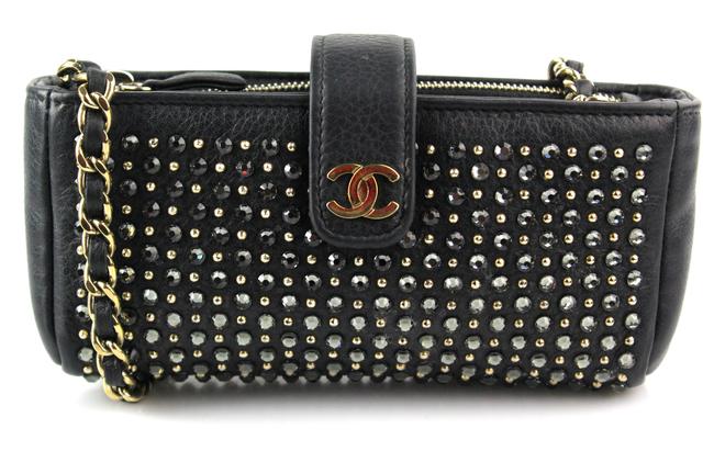 Chanel Rhinestone Mini Black Leather Cross Body Bag 