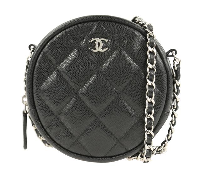 Chanel Round Black Leather Cross Body Bag 