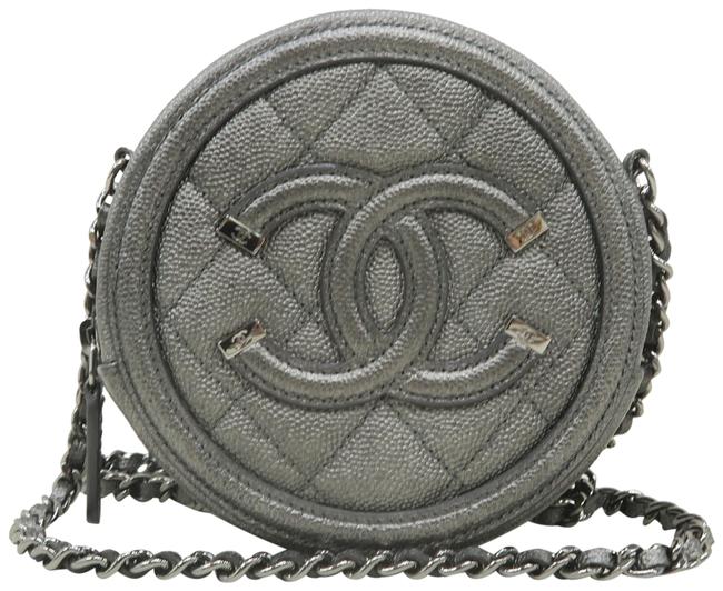 Chanel Round Mini Champagne Caviar Cross Body Bag 