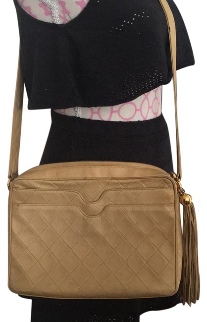 Chanel Shoulder Beige Leather Cross Body Bag 