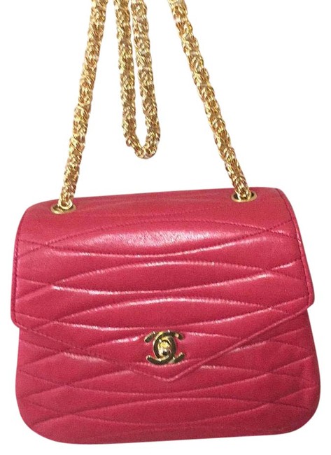 Chanel Shoulder Red Leather Cross Body Bag 