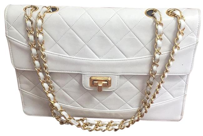 Chanel Shoulder White Leather Cross Body Bag 