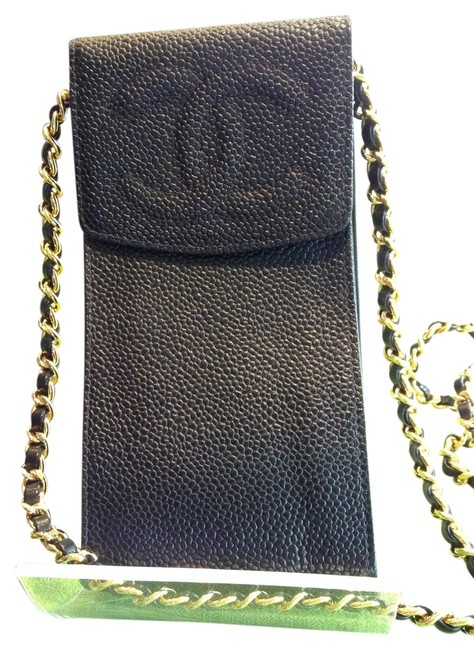 Chanel Small Black Caviar Leather Cross Body Bag 