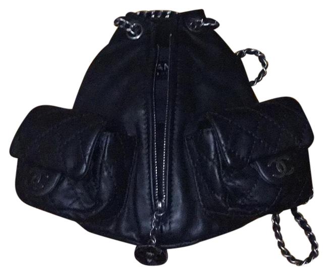 Chanel Small Black Lambskin Leather Cross Body Bag 