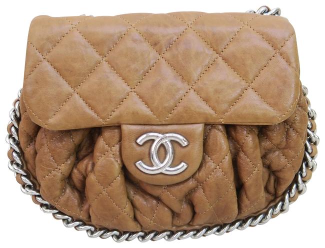 Chanel Small Chain Brown Calfskin Leather Cross Body Bag 