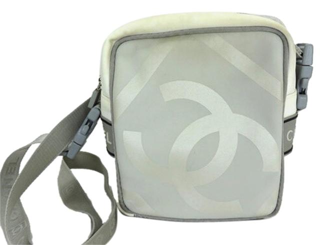 Chanel Sport Cc Logo White &amp Gray Canvas Cross Body Bag 