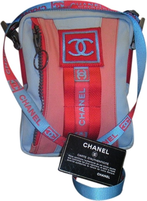 Chanel Sport Line Canvas Shoulder Blue Orange and Red Nylon Cross Body Bag 