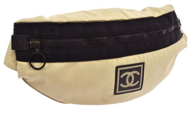 Chanel Shoulder Sport Line Cc Vintage Black Beige Nylon Cross Body Bag 