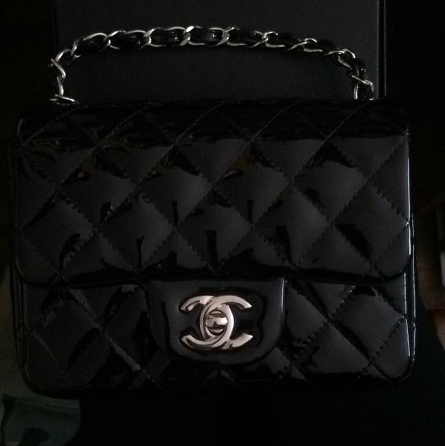 Chanel Square Mini Black Patent Cross Body Bag 