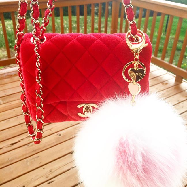 Chanel Square Mini Red Velvet Cross Body Bag 