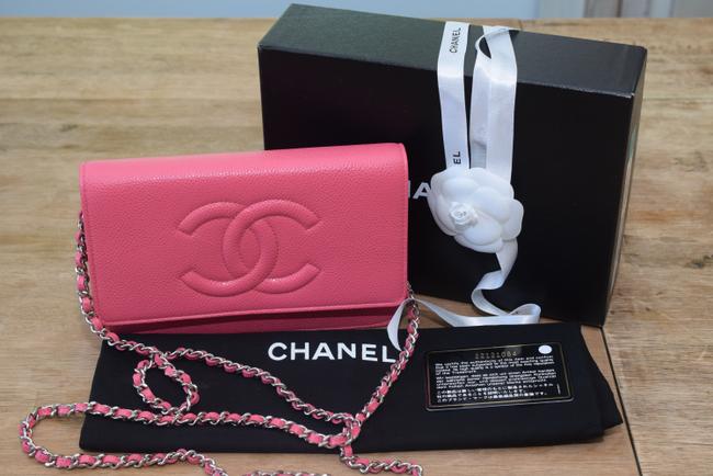 Chanel Timeless Wallet on Chain Woc Pink Caviar Leather Cross Body Bag 