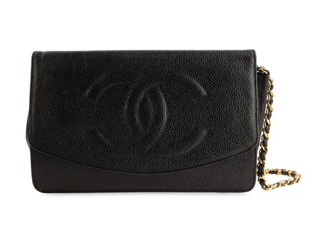 Chanel Timeless Wallet on Chain Vintage Black Caviar Leather Cross Body Bag 