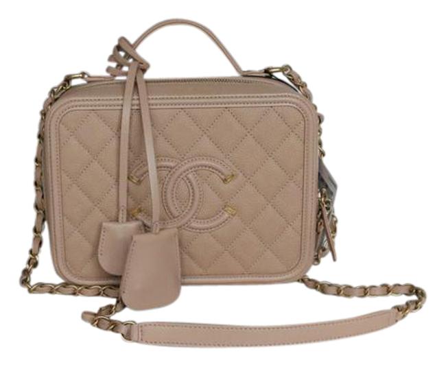 Chanel Vanity Case Small Cc Filigree Beige Caviar Cross Body Bag 
