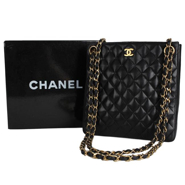 Chanel Vertical Quilted 7471 Black Leather Cross Body Bag 