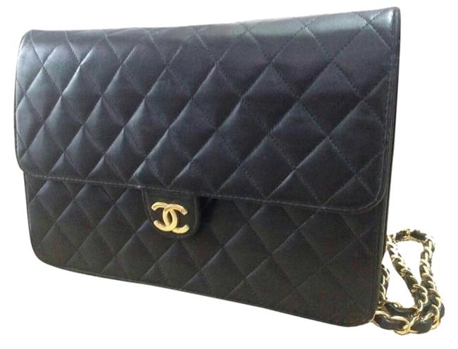 Chanel Vintage Black Lambskin Cross Body Bag 